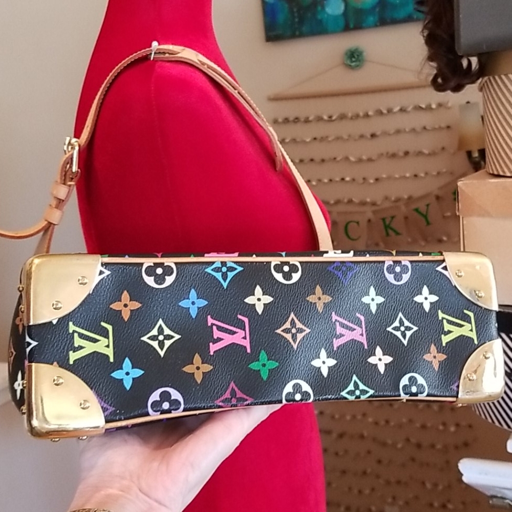 LOUIS VUITTON Takashi Murakami Boulogne Multi Black Shoulder Rare HTF Zip Purse - Picture 10 of 13